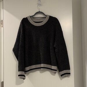 Roots Black and Gray Crew Neck Sweater